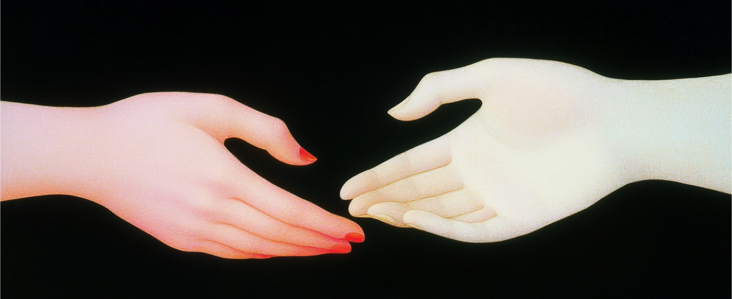 two hands about to hold each other