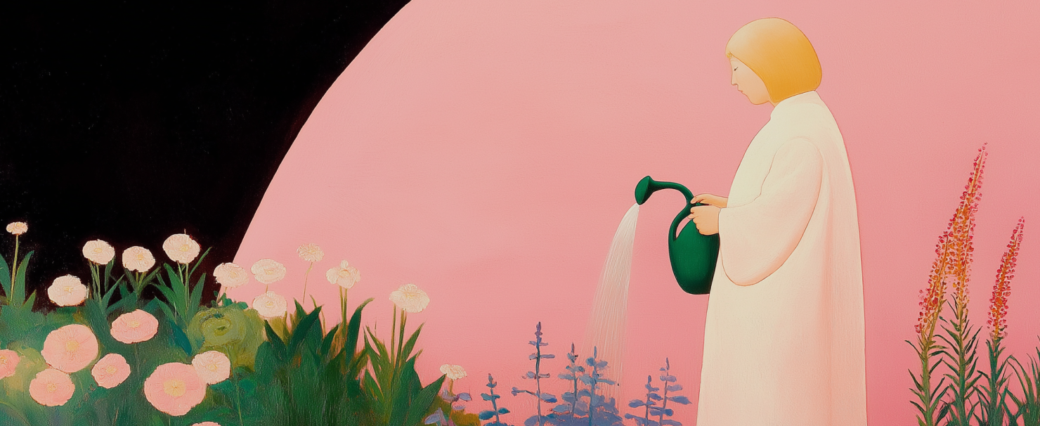 woman watering plants