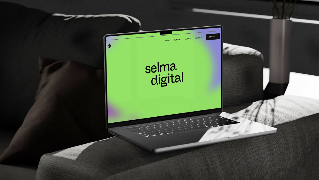 Website mockup for Selma Digital displayed on a laptop screen