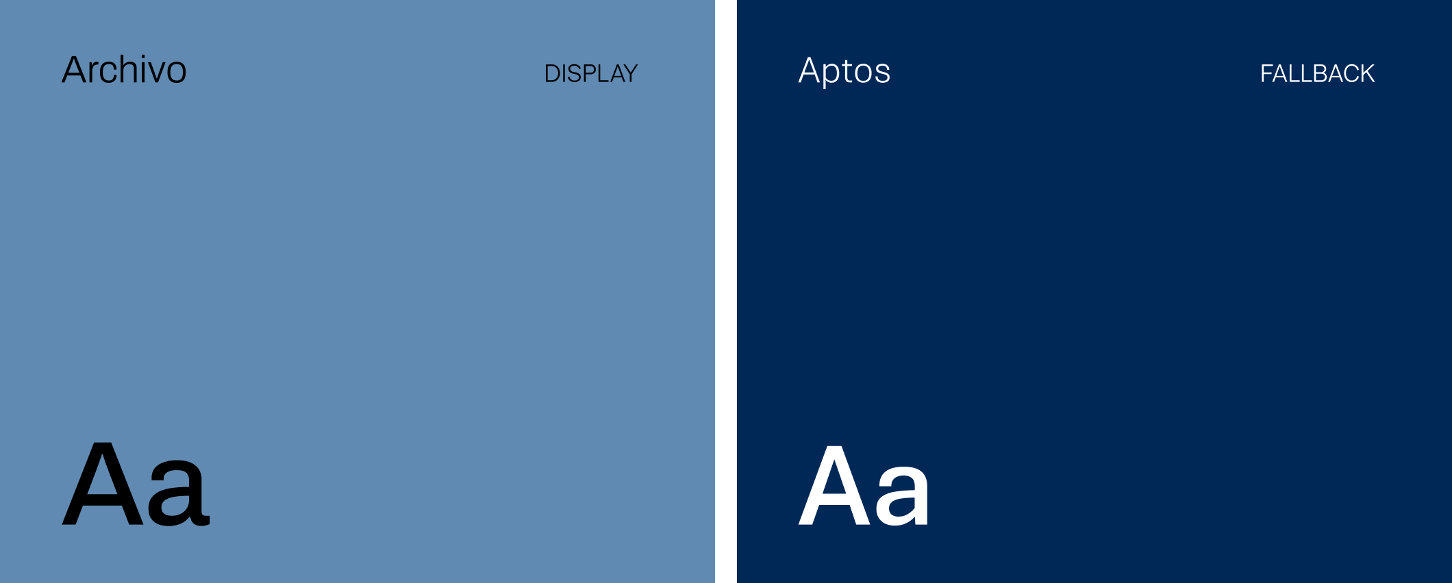 Archivo display typeface and Aptos fallback typeface specimens side by side